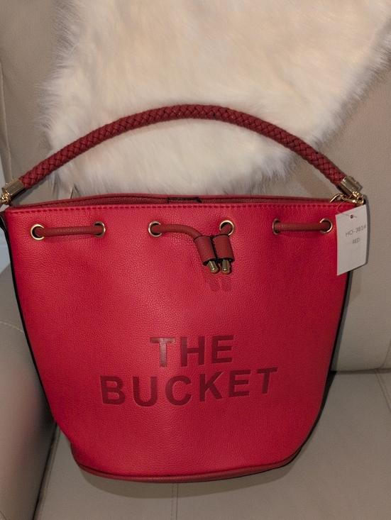 None Handbags - Red 2 Tone 'The Bucket' Women's Bucket Bag